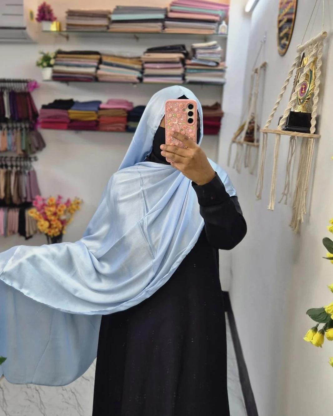 Muna Satin Hijab Sky Mist