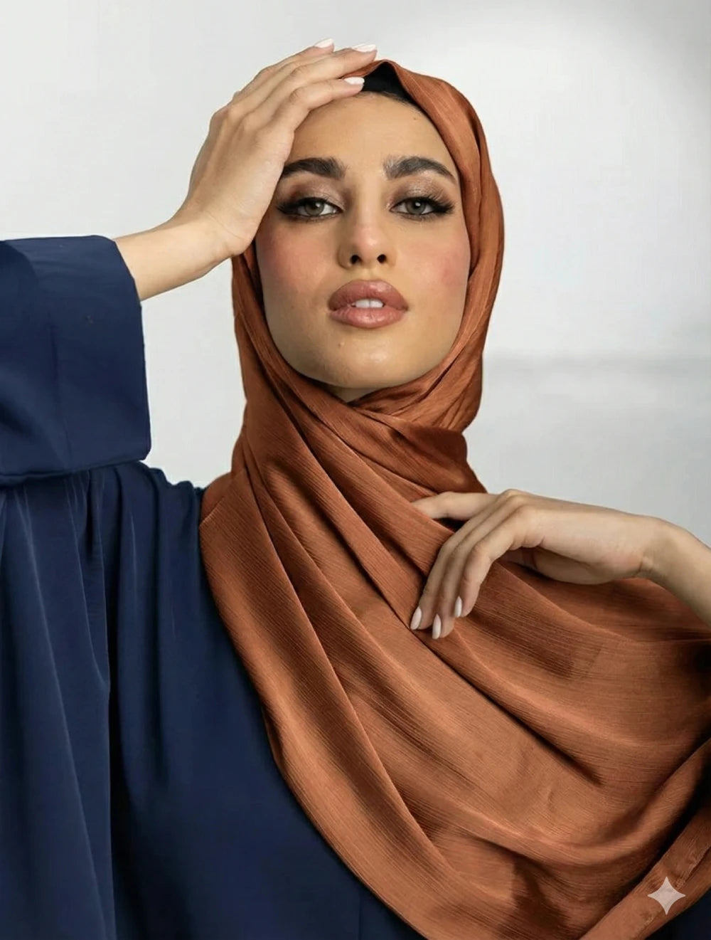 Muna Satin Hijab rust brown