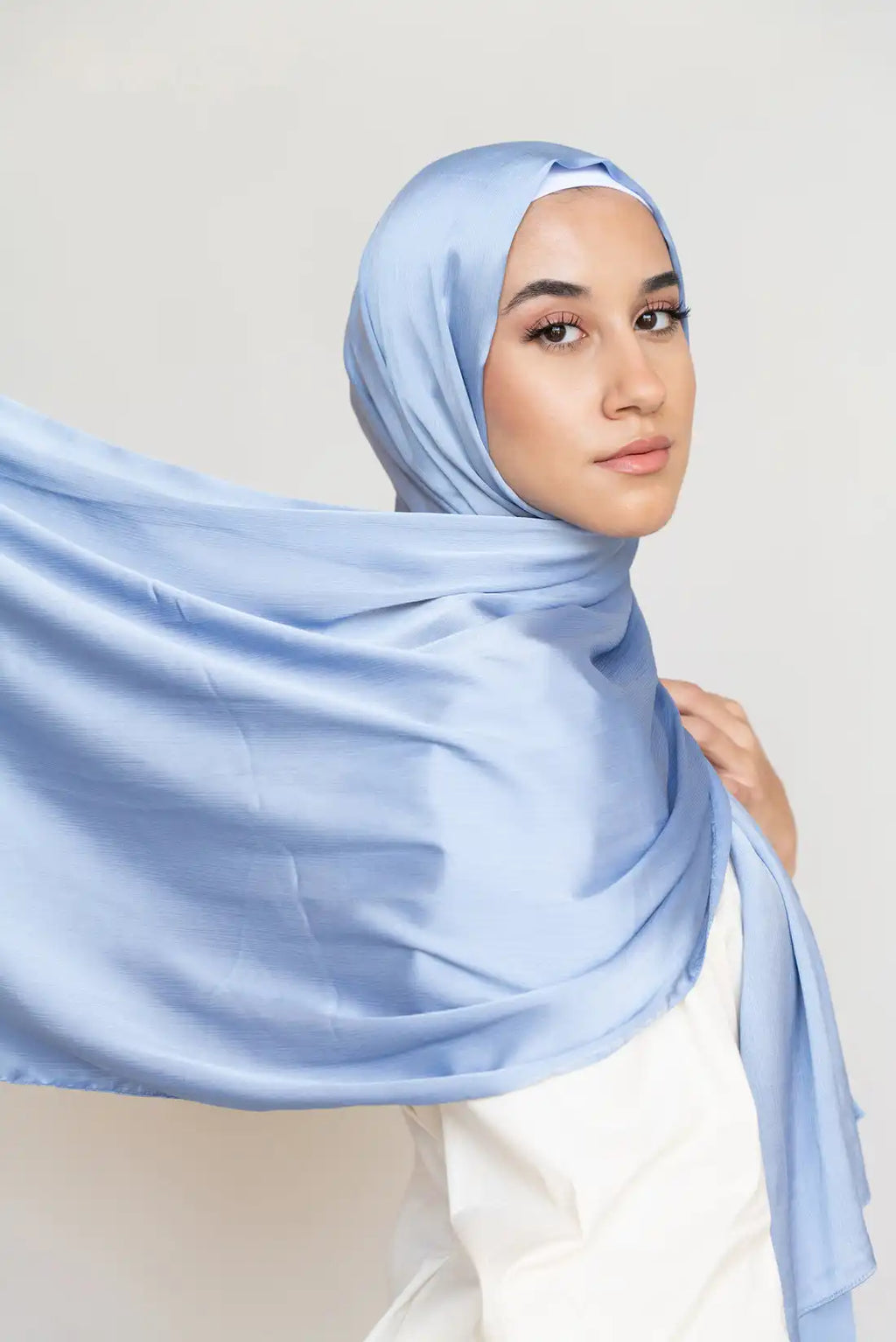 Muna Satin Black Sky Blue