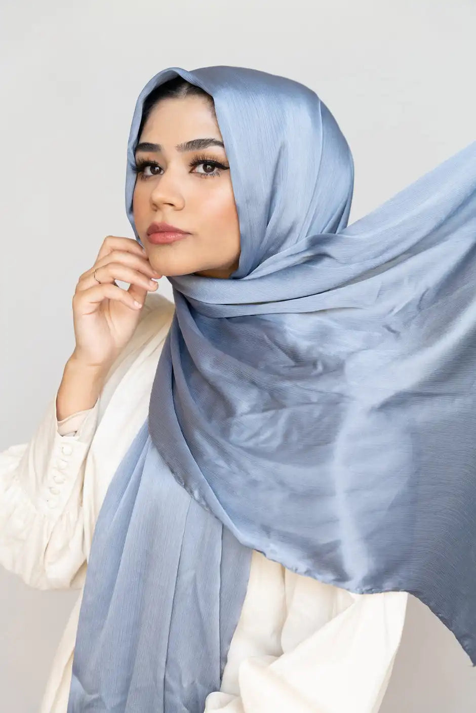 Muna Satin Black Sky Blue