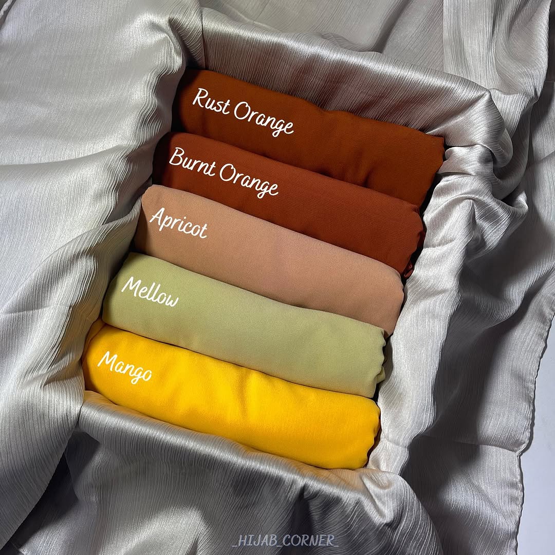 Premium chiffon yellow to orange hijab 5
