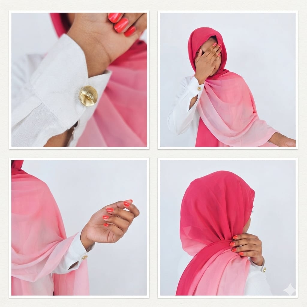 Dual-Tone Gradient Ombre Chiffon Hijab in