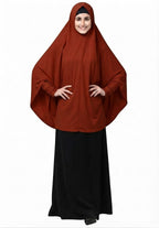 Magenta Long Khimar – Overhead Hijab with Smocked Lace Cuffs