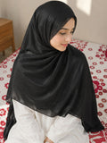 Luxury Crystal Glass Organza Black Shimmer Hijab