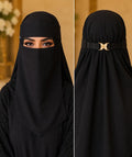 Premium Arabic Butterfly Brooch Nose Piece Niqab with Back Clip