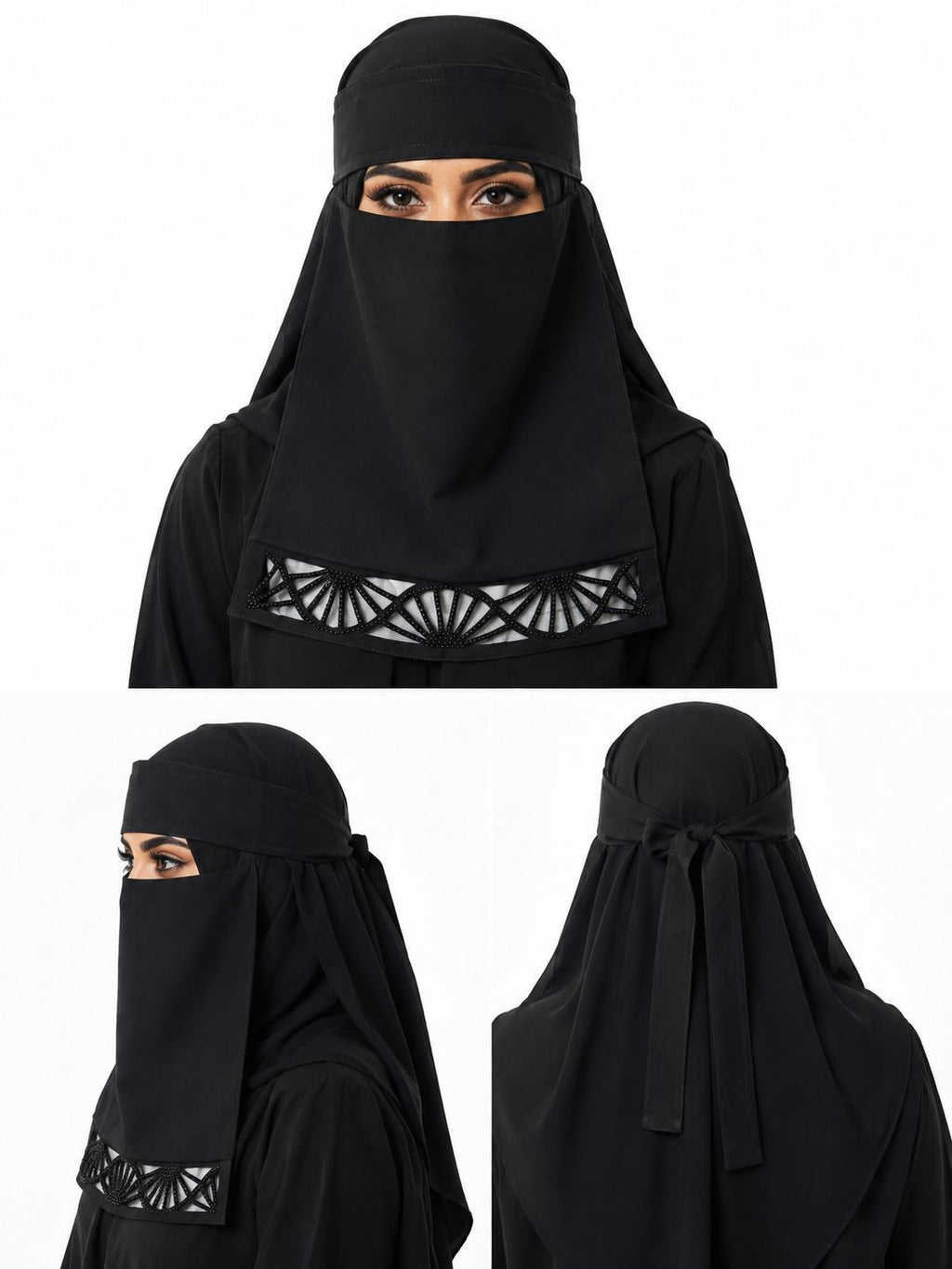 Premium Designer Laser Cut Nose Piece Niqab for Women