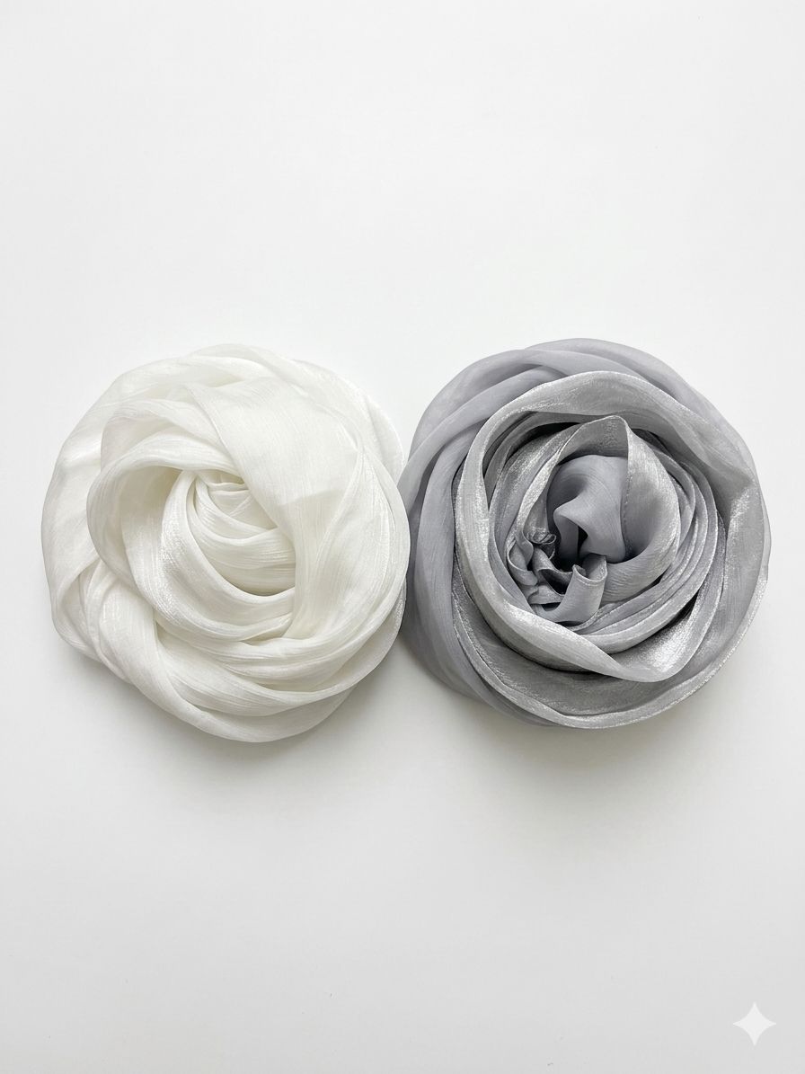 Glossy Organza-Chiffon Hijab Set (Dual Neutral Tone Pack)
