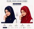 Premium Pearl Chain Hijab Combo Pack of 2 (Navy Blue & Red)