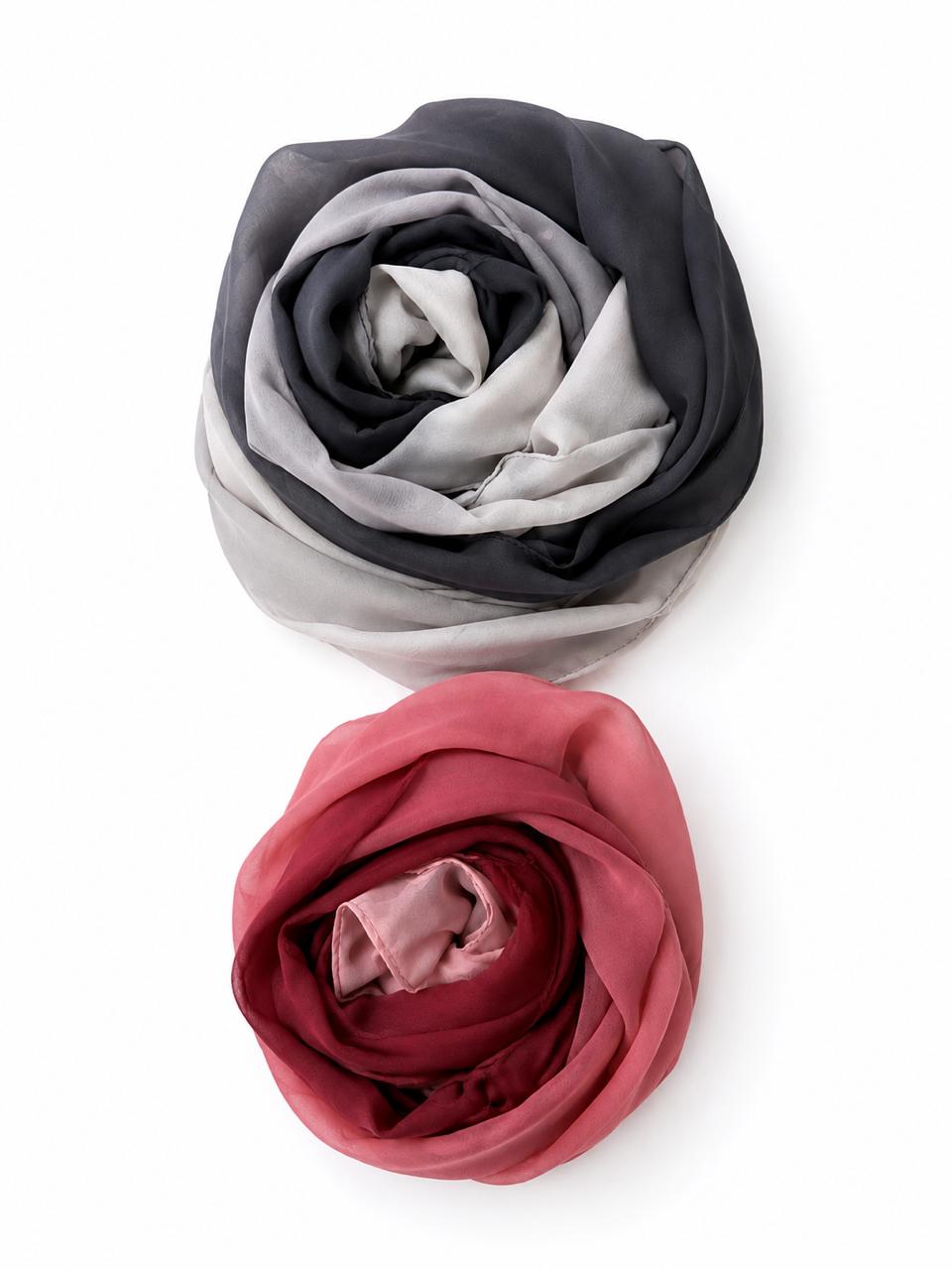 Premium Ombre Chiffon Hijab Combo Pack (Grey Ombre + Rose Ombre)