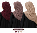 Premium Chiffon Hijab Combo Pack of 3 with Crocheted Lace Border - Maroon, Mauve & Beige