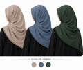 Premium Chiffon Georgette Hijab Pack of 3 with Crochet Lace Border | Lightweight Muslim Headscarf Combo Set