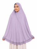 Premium Crochet Lace Khimar Hijab for Women | Instant Full Coverage Prayer Khimar | Soft Georgette Islamic Modest Wear | Lightweight Elegant Muslim Hijab | Lavender Lilac