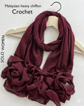 Ayeza Georgette Crochet Lace Hijab Elegant Lace Border & Party Wear | 185 × 75 cm