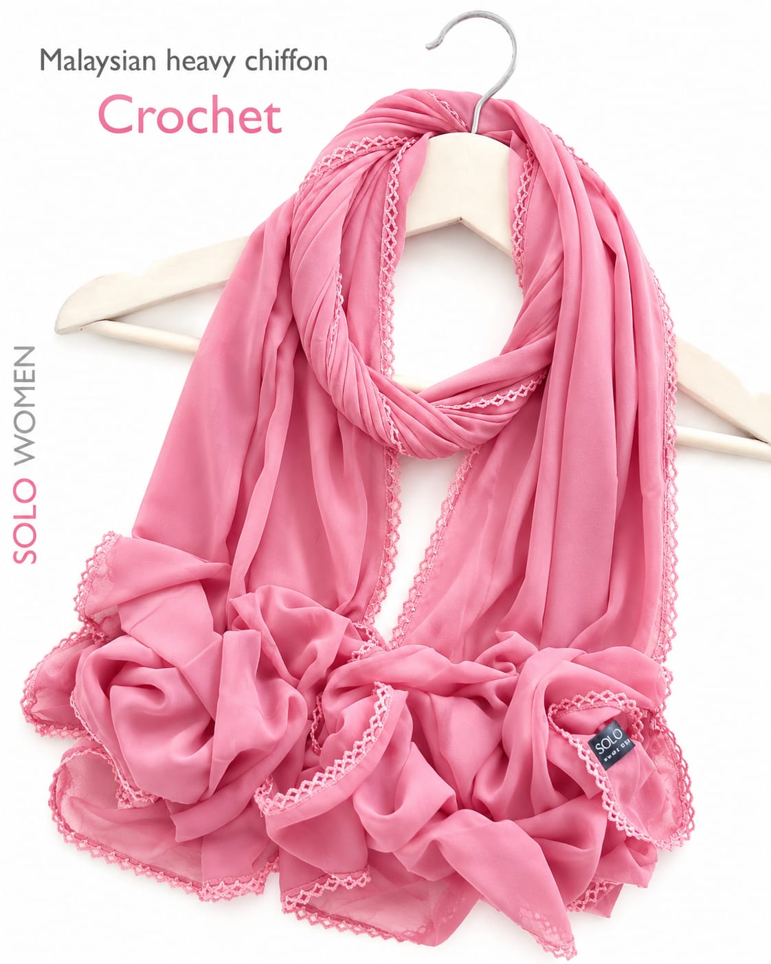 Ayeza Georgette Crochet Lace Hijab for Women | Premium Soft Georgette Stole