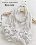 Ayeza Georgette Crochet Lace Hijab for Women | Premium Soft Georgette Stole | Elegant Lace Border | Lightweight Modest Headscarf | Everyday & Party Wear | 185 × 75 cm