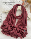 Ayeza Georgette Crochet Lace Hijab for Women | Premium Soft Georgette Stole | Elegant Lace Border | Lightweight Modest Headscarf | Everyday & Party Wear | 185 × 75 cm