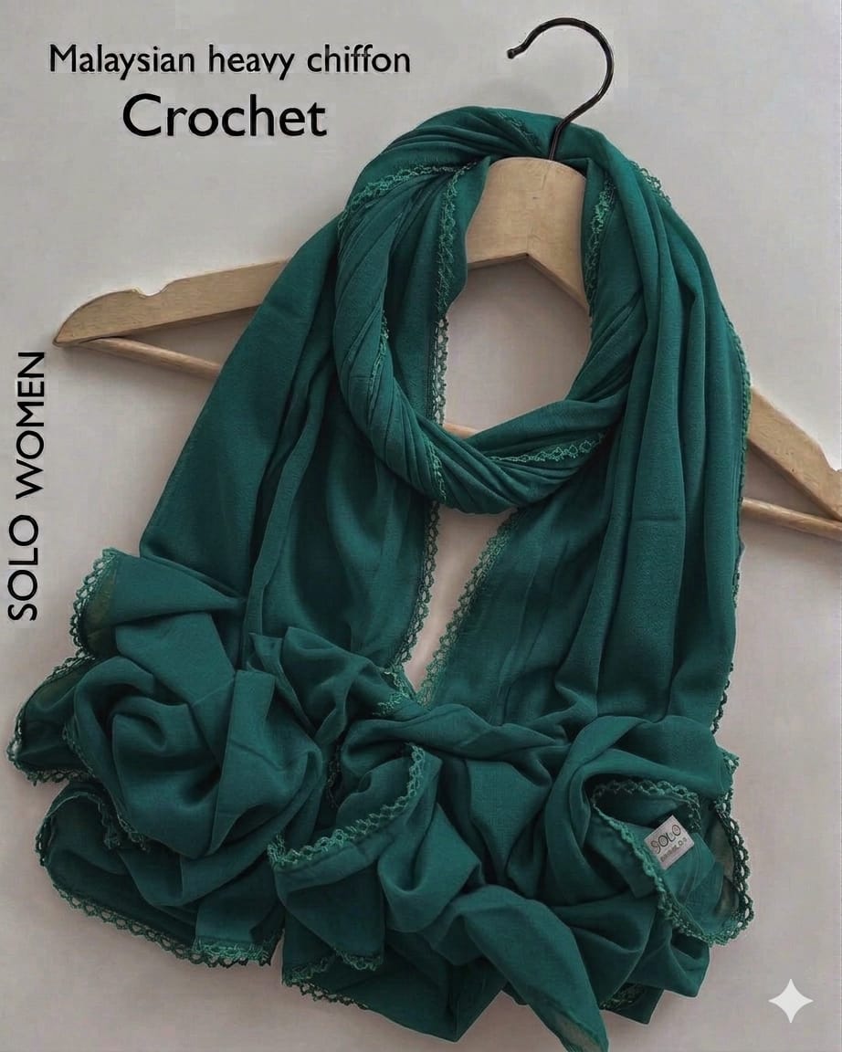 Ayeza Georgette Crochet Lace Hijab for Women | Premium Soft Georgette Stole |