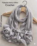 Ayeza Georgette Crochet Lace Hijab for Women | Premium Soft Georgette Stole | Elegant Lace Border | Lightweight Modest Headscarf | Everyday & Party Wear | 185 × 75 cm