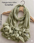 Ayeza Georgette Crochet Lace Hijab for Women | Premium Soft Georgette Stole | Elegant Lace Border | Lightweight Modest Headscarf