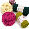 Cotton Crinkle Hijab Combo Pack of 4 | Soft Crinkle Scarves for Women | Daily Wear Hijab Set | Dark Pink, Cream, Bottle Green & Olive Green