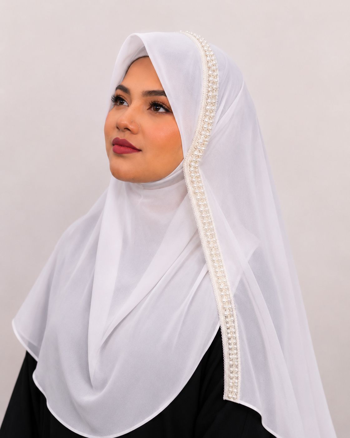 Premium White Lace Handwork Hijab
