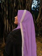 Premium Lilac Lace Handwork Hijab