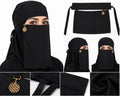 Saudi Style Black Niqab Nose Piece with Elegant Gold Round Pendant Charm