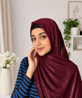 maroon Shimmer Georgette Hijab | Soft Lightweight Georgette Hijab for Women | Party Wear & Daily Wear Headscarf