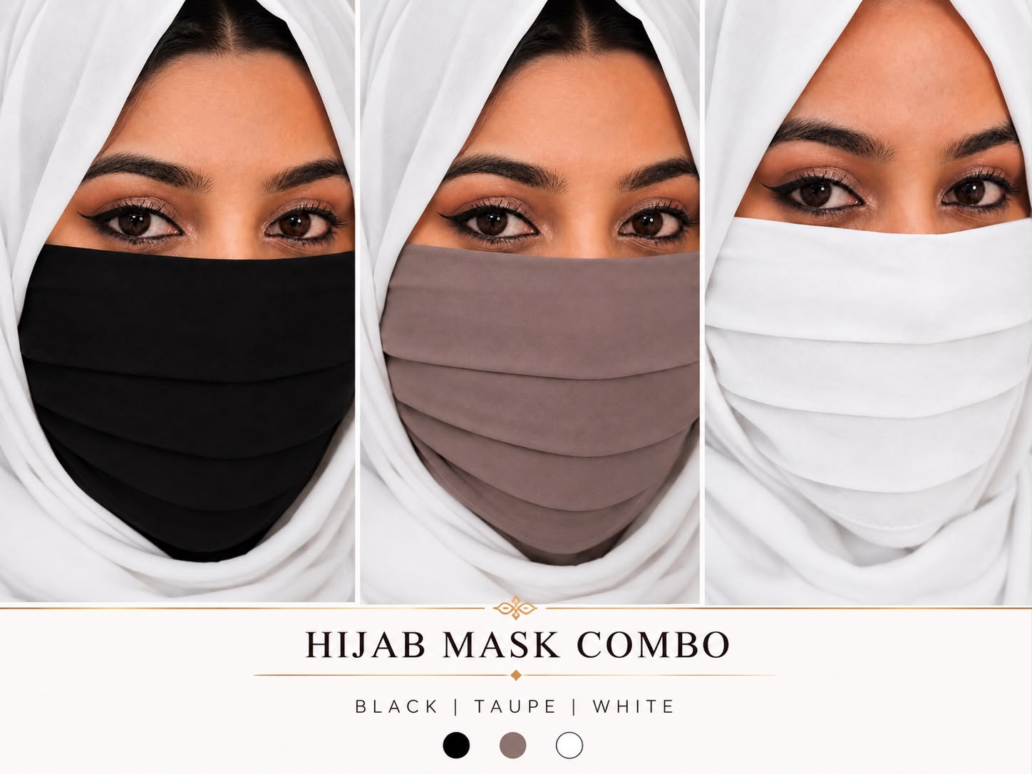Premium pack of 3 combo plain mask colorful minimalist hijab style