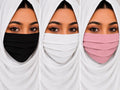 Premium plain mask combo (black-white-pink) face mask