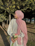 Rosy Glow Shimmer Organza Hijab