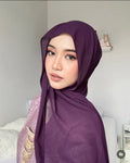 Georgette rani purple hijab daily wear as well as special occasions