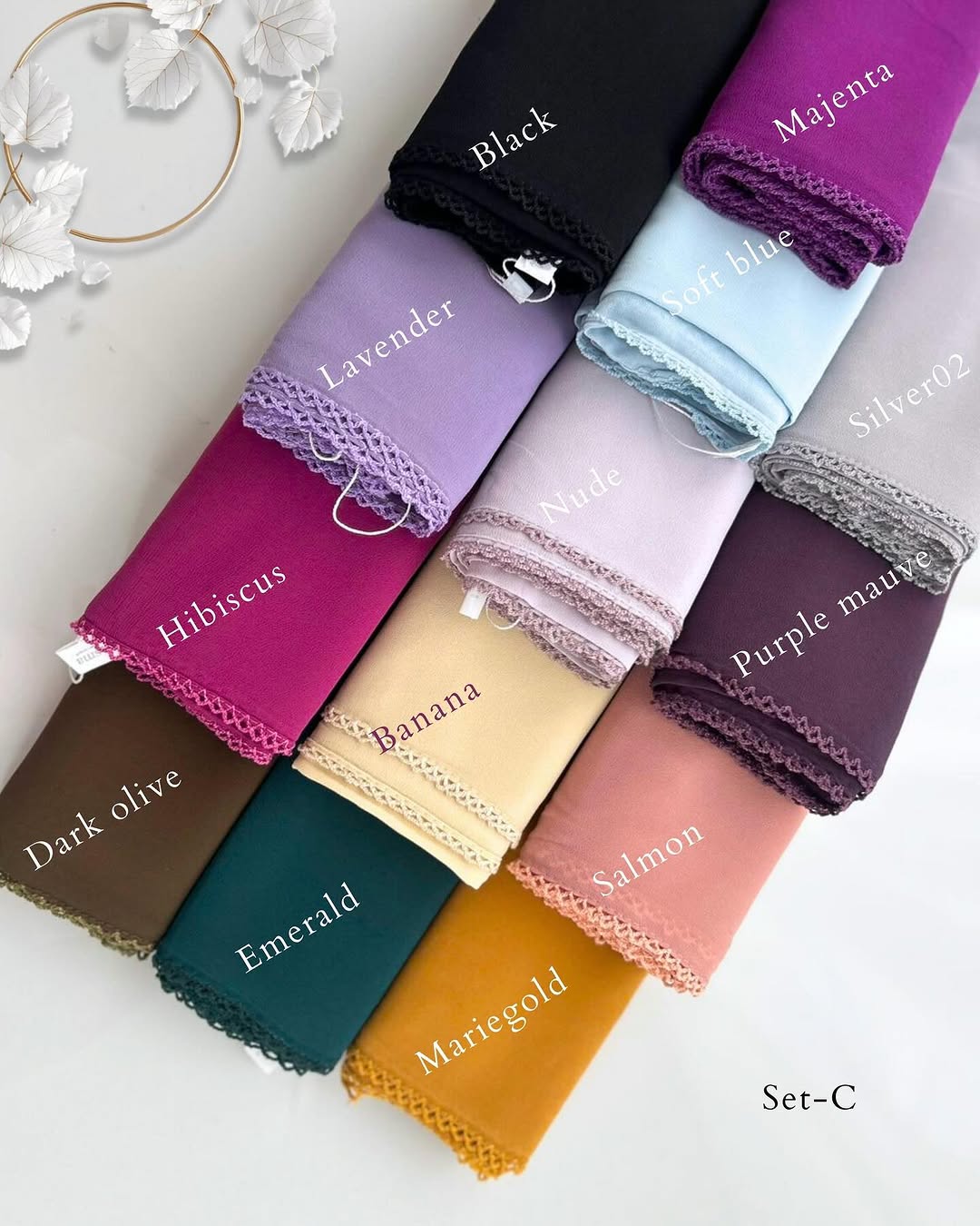Premium Crochet Lace Chiffon Georgette Hijab – Soft Elegant Everyday Scarf
