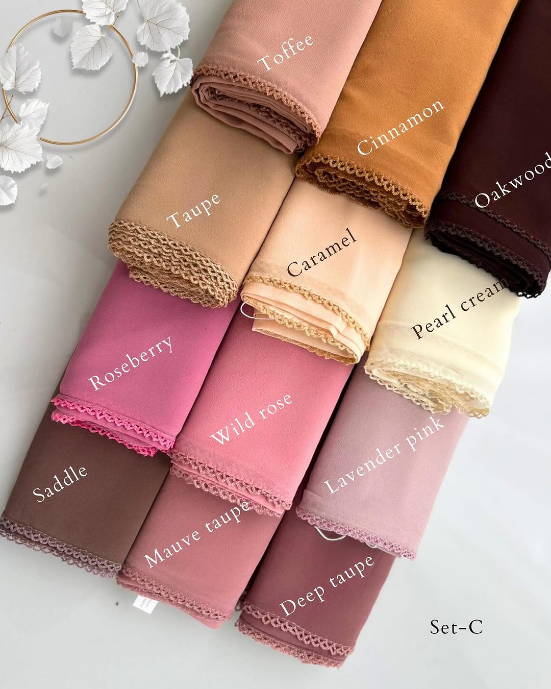 Premium Crochet Lace Chiffon Georgette Hijab – Soft Elegant Everyday Scarf