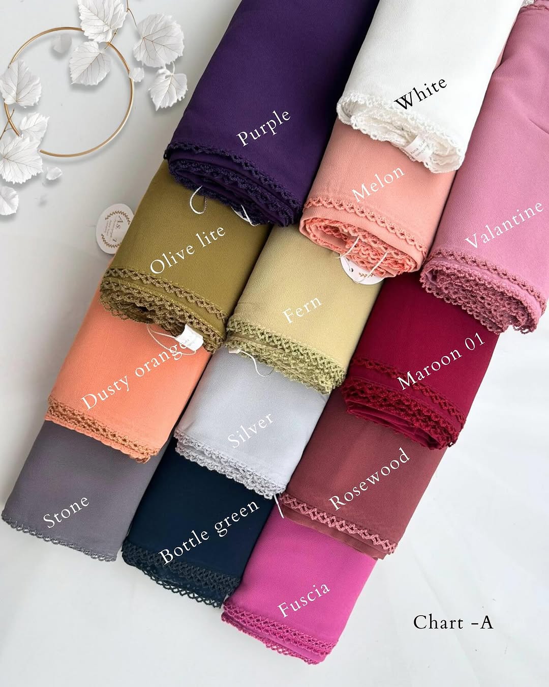 Premium Crochet Lace Chiffon Georgette Hijab – Soft Elegant Everyday Scarf