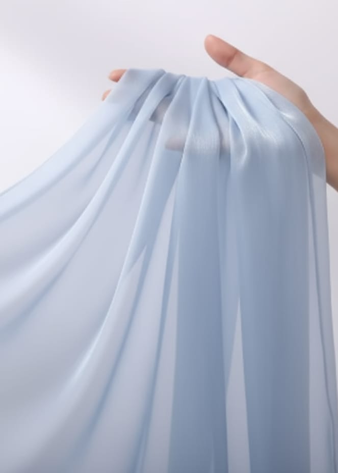 Light Blue Organza Silk Hijab – Soft, Elegant & Lightweight
