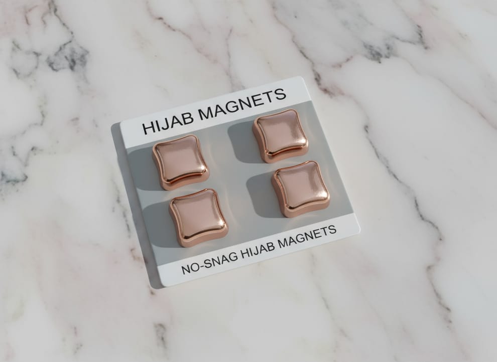 Premium Square Metallic Hijab Magnet – Rose Gold
