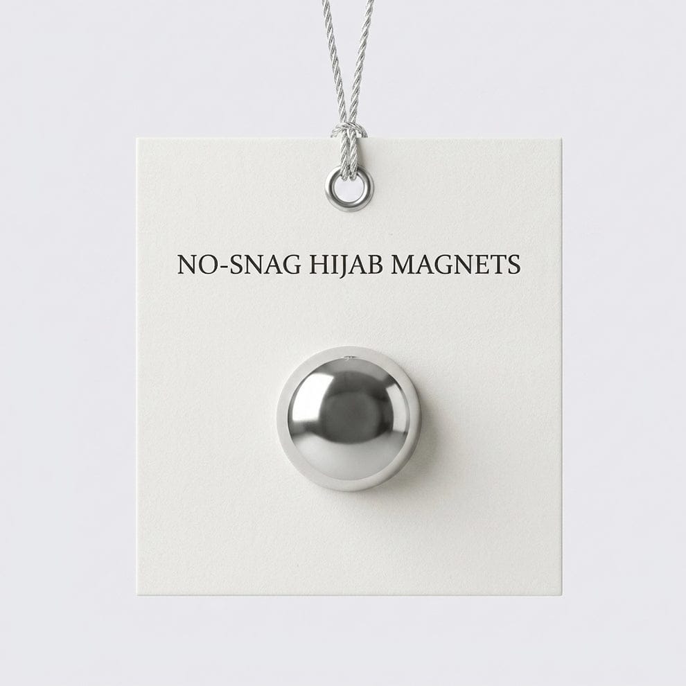 Premium Round Metallic Hijab Magnet – Silver
