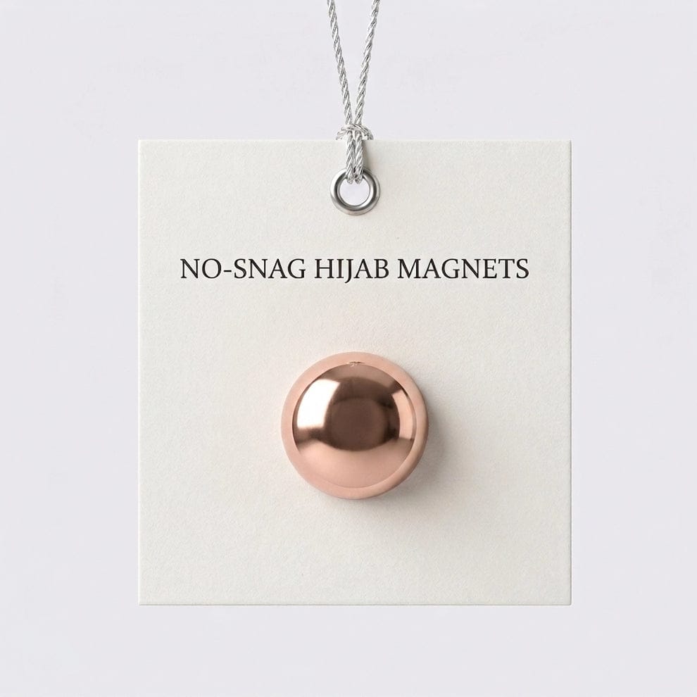 Premium Round Metallic Hijab Magnet – Rose Gold