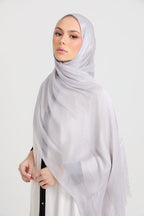 Premium Luxury Organza Hijab - Silver Mist