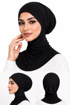 Women's Ninja Black Jersey Cap, Under Female Scarf Neck Covering Hijab Tube Cap