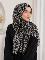 Premium Leopard Print Georgette Hijab | Soft Lightweight Printed Scarf | 185 × 75 cm