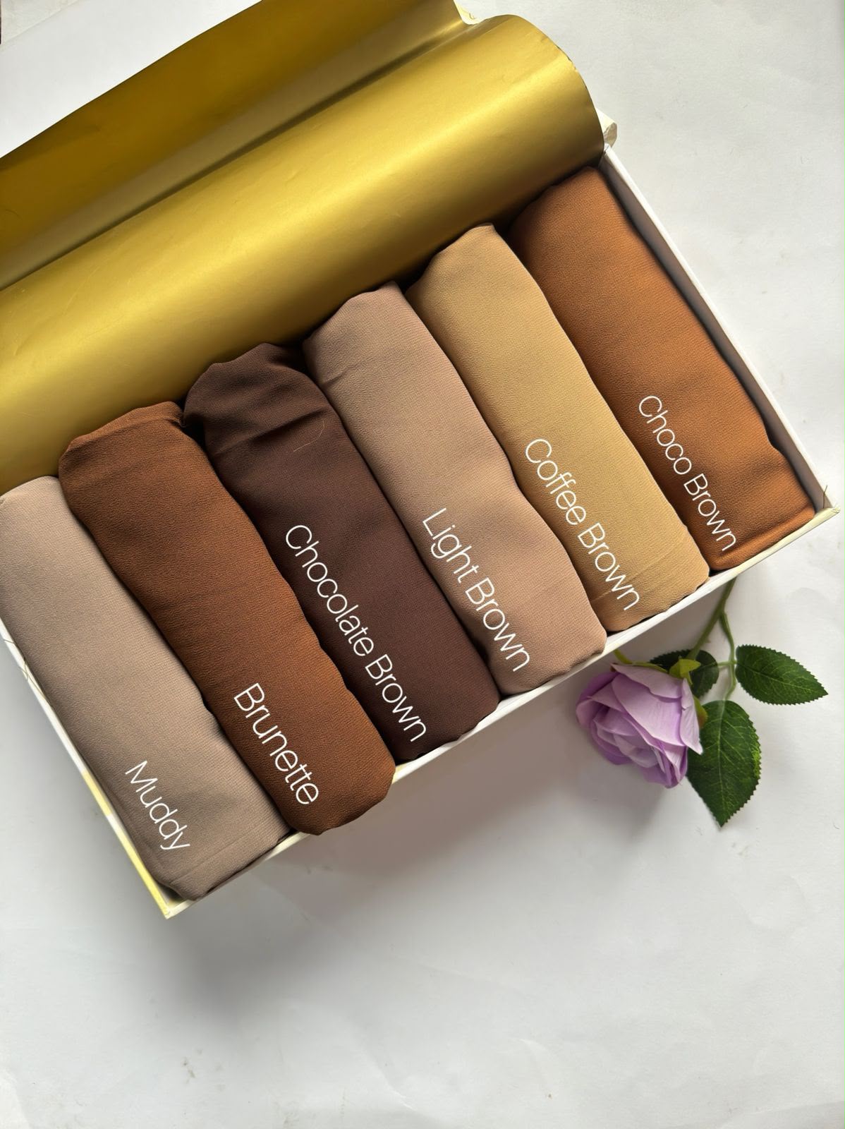 Brown chiffon georgette hijab combo pack of 6