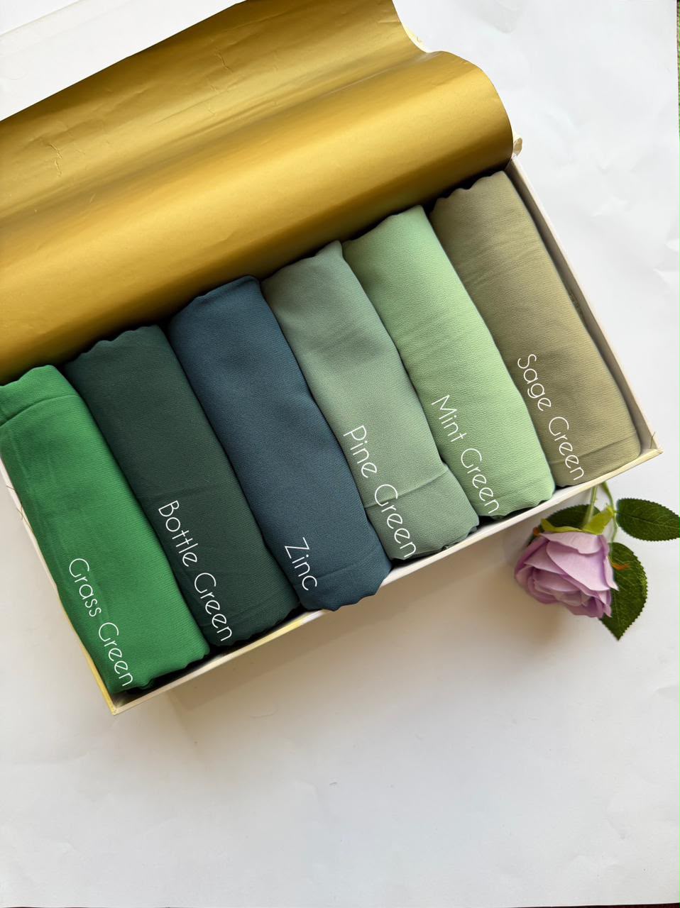 Dark green chiffon georgette hijab combo pack of 6