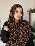 Ayeza Hijab Premium Leopard Print Georgette Hijab | Soft Lightweight Animal Print Scarf for Women (185 × 75 cm)