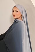OMBRE CHIFFON SHAWL - SHADES OF dark grey