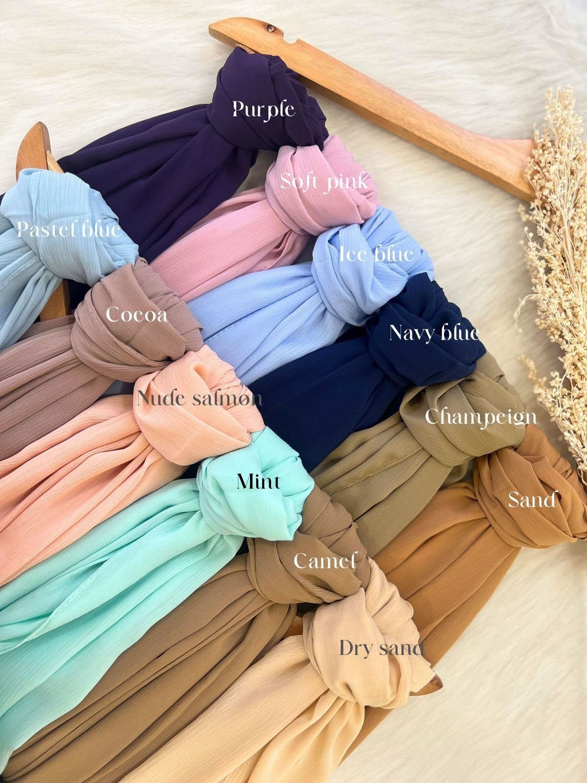 Premium georgette chiffon hijab pack of 12 (185cm)x(75cm) lightweight, soft & elegant wear scarf