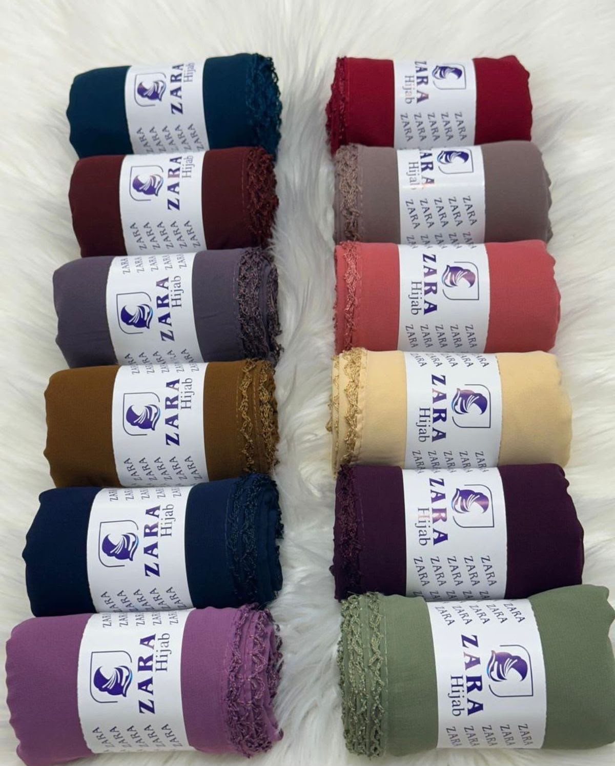 Premium Crochet Lace Chiffon pack of 12 Georgette Hijab – Soft Elegant Everyday Scarf