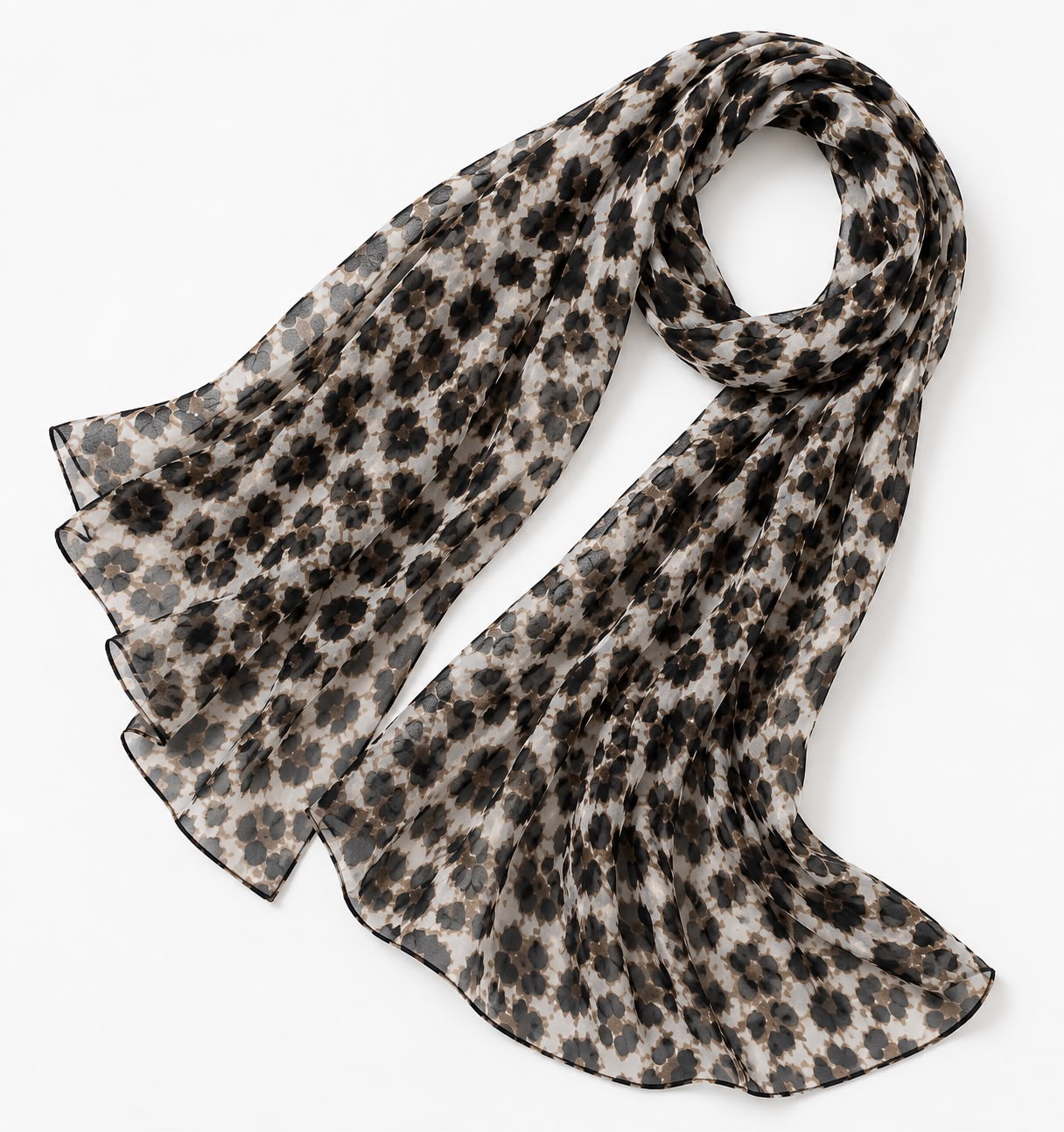 Premium Leopard Print Chiffon Hijab | Soft Lightweight Animal Print Scarf for Women | 180 × 70 cm