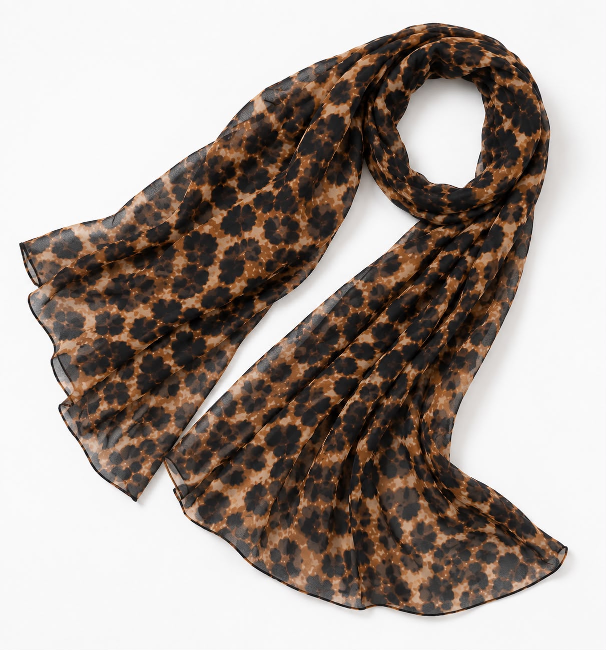 Premium Leopard Print Chiffon Hijab | Soft Lightweight Animal Print Scarf for Women | 180 × 70 cm